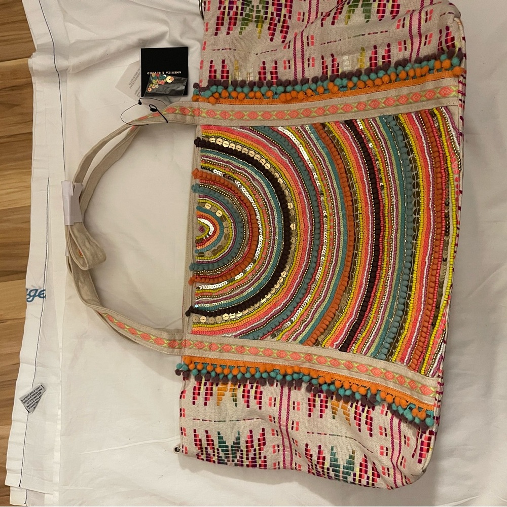 Colorful Embroidered Tote Bag